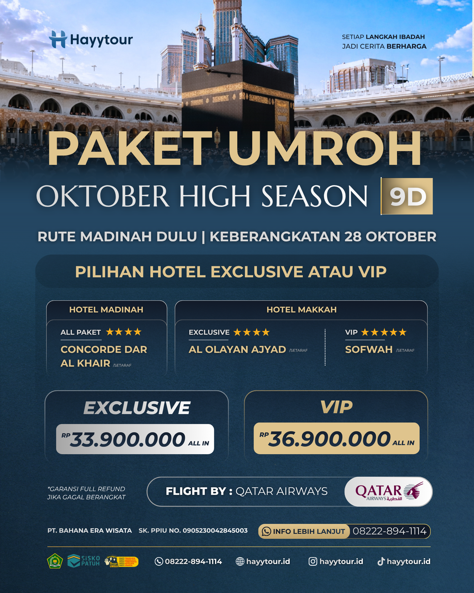 UMROH VIP HIGH SEASON OKTOBER 9D