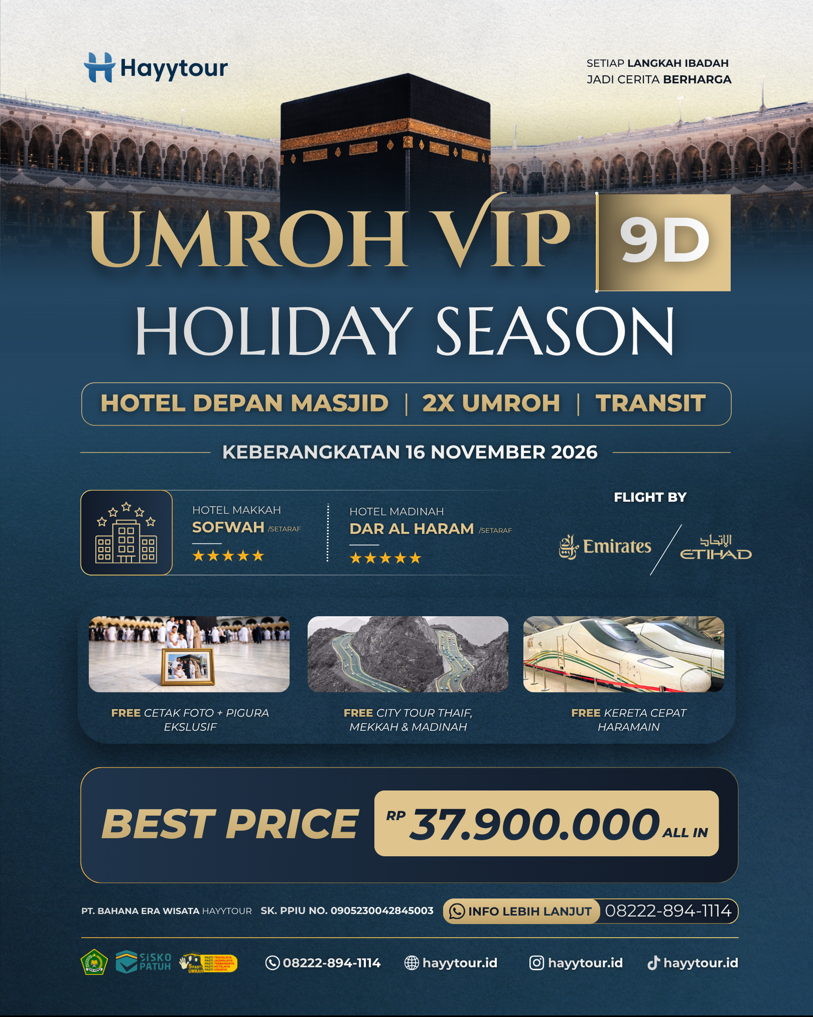 UMROH VIP HOLIDAY SEASON NOVEMBER 9D TRANSIT